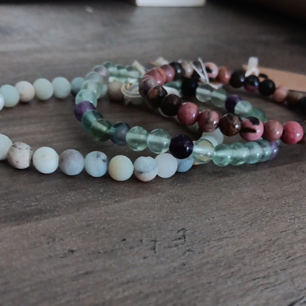 Handcrafted Lot of 3 Gemstone beaded Bracelet Set